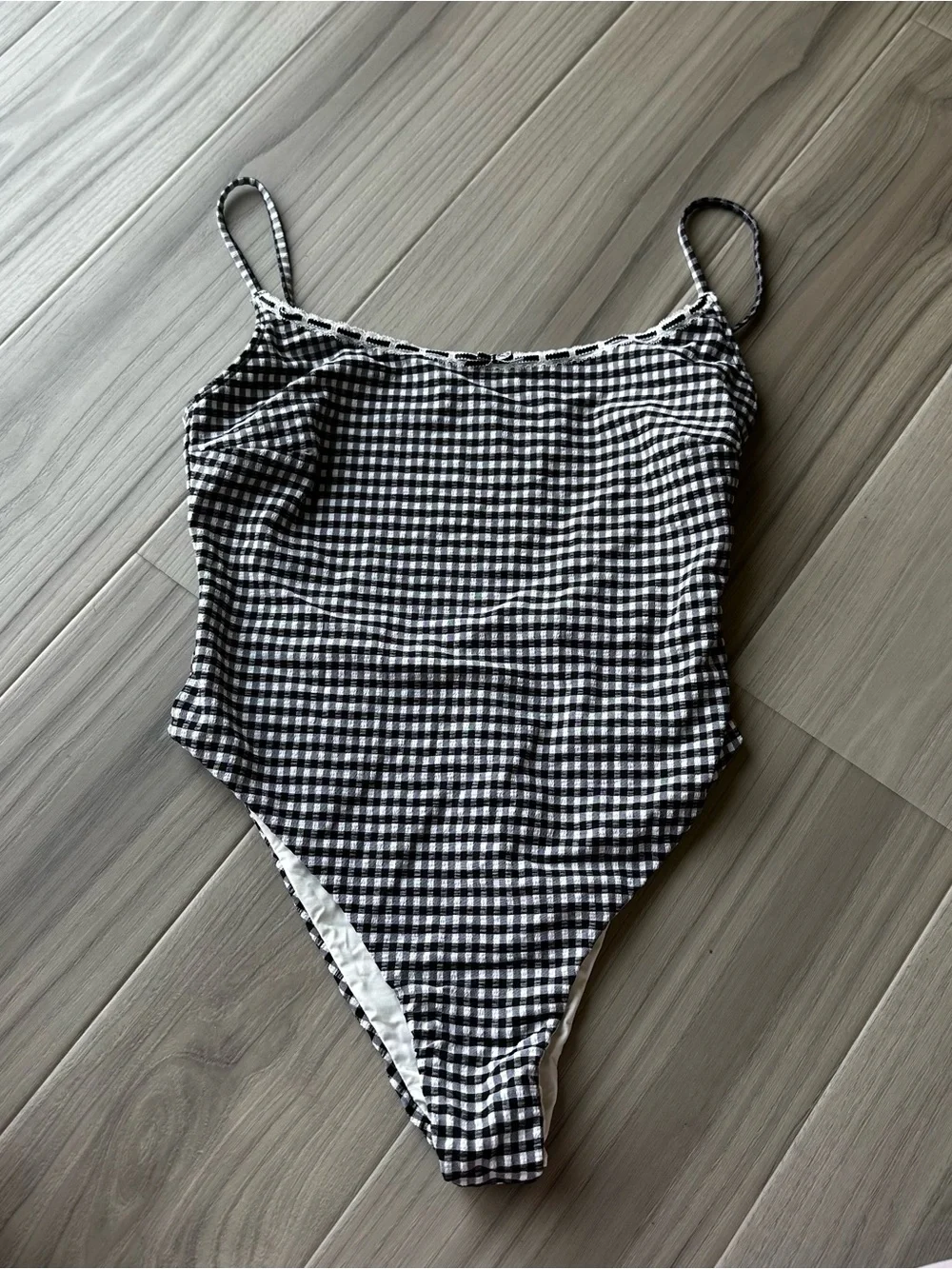 Frankie's Bikinis Black and White Gingham One-Piece Swimsuit